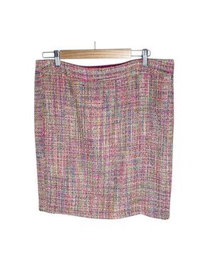 Cotton-Tweed Style pencil skirt Sz 12 Pink Confetti Allen Schwartz ABS Platinum